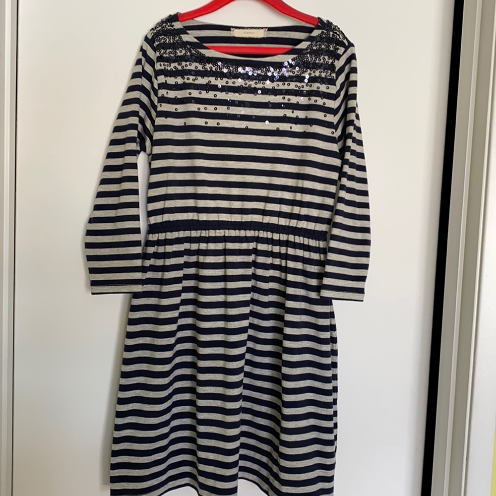 Soprano stripped print dark blue and gray dress for girl